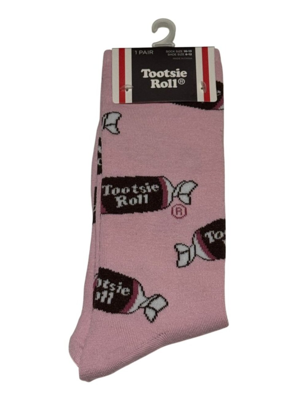 Tootsie Roll Candy Crew Socks Pink Novelty Gift Unisex 10-13 NWT
